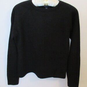 Lands' End black wool cashmere blend crew neck long sleeve sweater *Sz S*